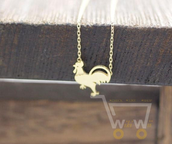 Chicken Necklace Silver Gold Plated - WikiWii