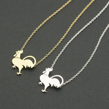 Chicken Necklace Silver Gold Plated - WikiWii