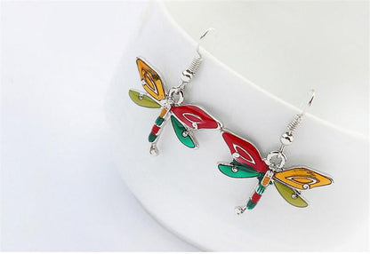 Colorful Dragonfly wings Necklace & Earrings Set - WikiWii