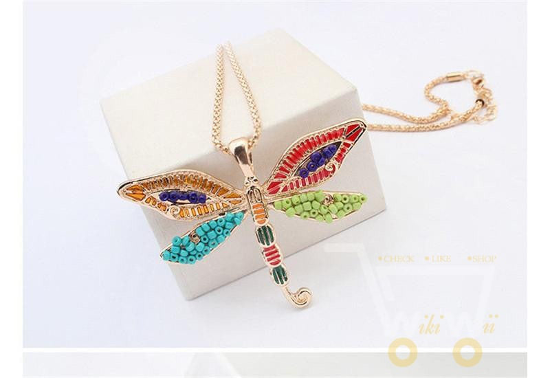 Colorful Dragonfly wings Necklace & Earrings Set - WikiWii