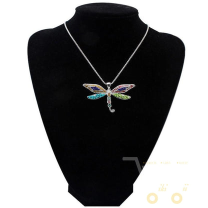 Colorful Dragonfly wings Necklace & Earrings Set - WikiWii