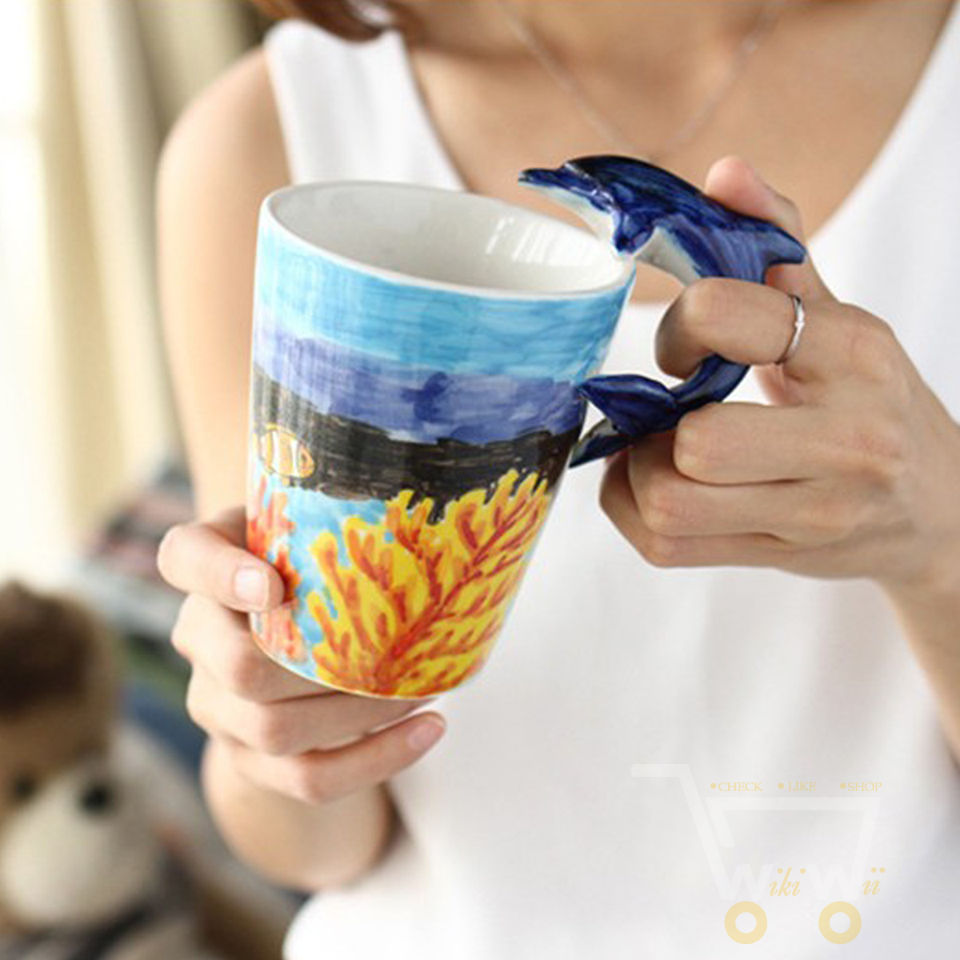 Creative Hand Painting Ocean 3D Dolphin Mug - WikiWii