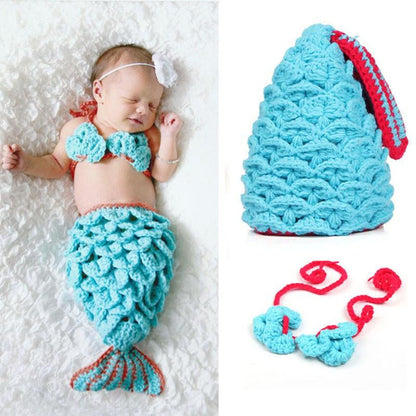 Crochet Knit Newborn baby Mermaid Costume - WikiWii