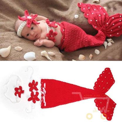 Crochet Knit Newborn baby Mermaid Costume - WikiWii