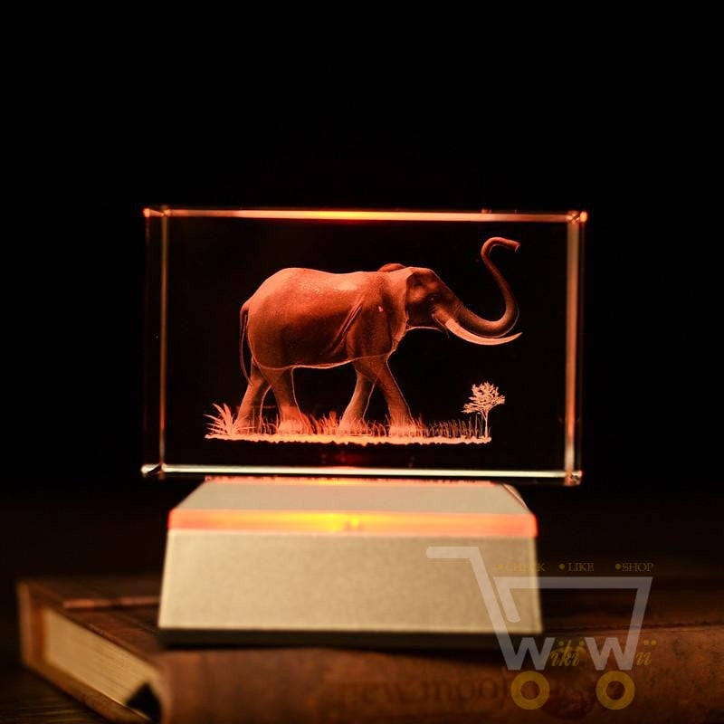 Crystal elephant Laser Carving - WikiWii