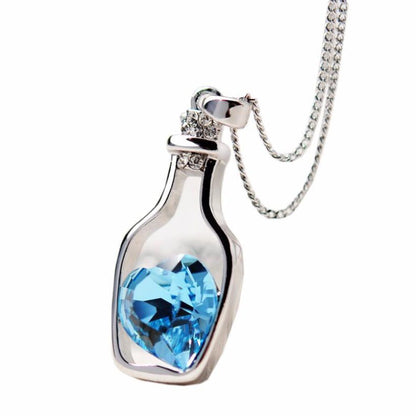 Crystal Heart In a Bottle Necklace - WikiWii