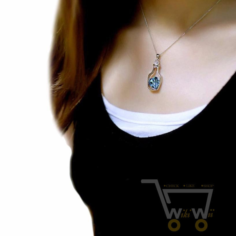 Crystal Heart In a Bottle Necklace - WikiWii