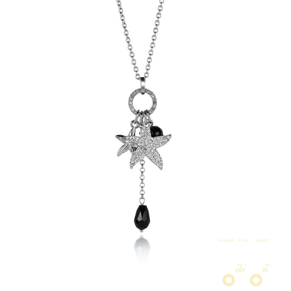 Crystal Starfish Charm Long Necklace - WikiWii