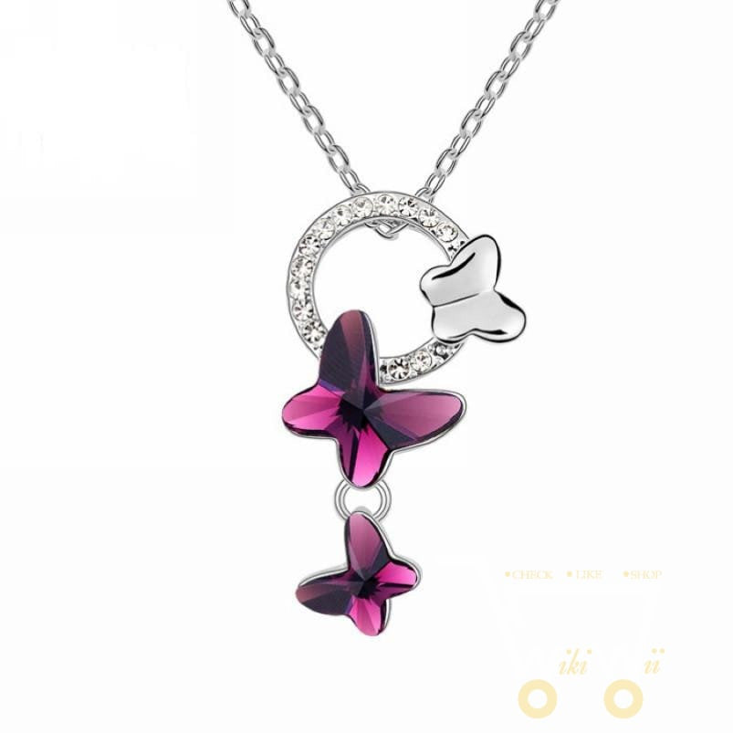 Crystals Butterfly Necklace - WikiWii