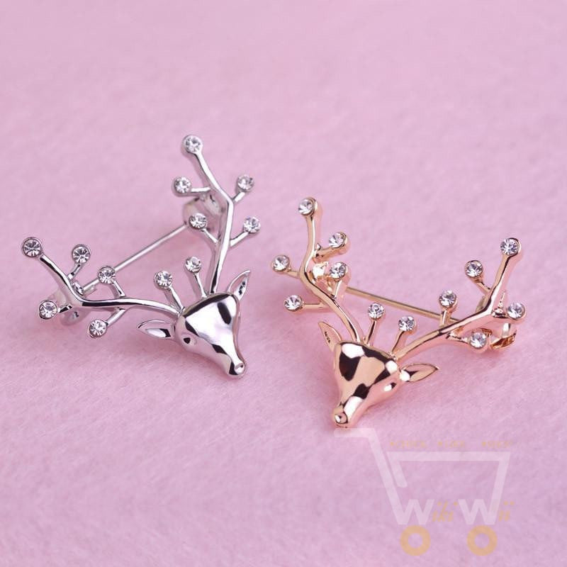 Crystals Deer Giraffe Collar Brooches - WikiWii