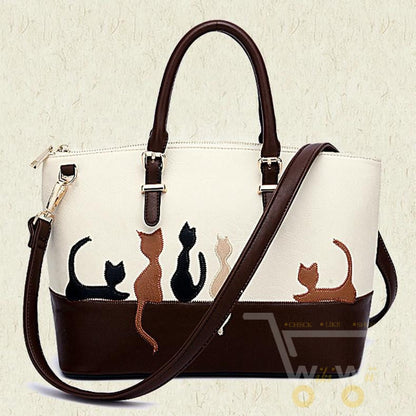 Cute cartoon cat embroidered leisure bag - WikiWii