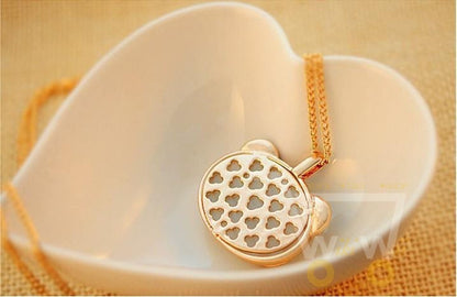 Cute Cat Face With Glasses Pendant Necklace - WikiWii