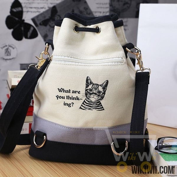 cute cat Spanish Canvas Bucket Bag - WikiWii