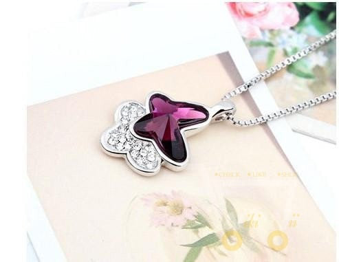 cute crystal butterfly necklace - WikiWii