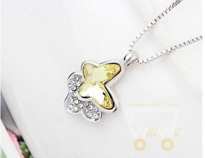 cute crystal butterfly necklace - WikiWii