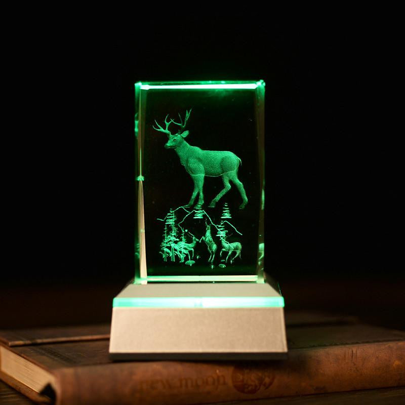 Deer laser carving crystal - WikiWii