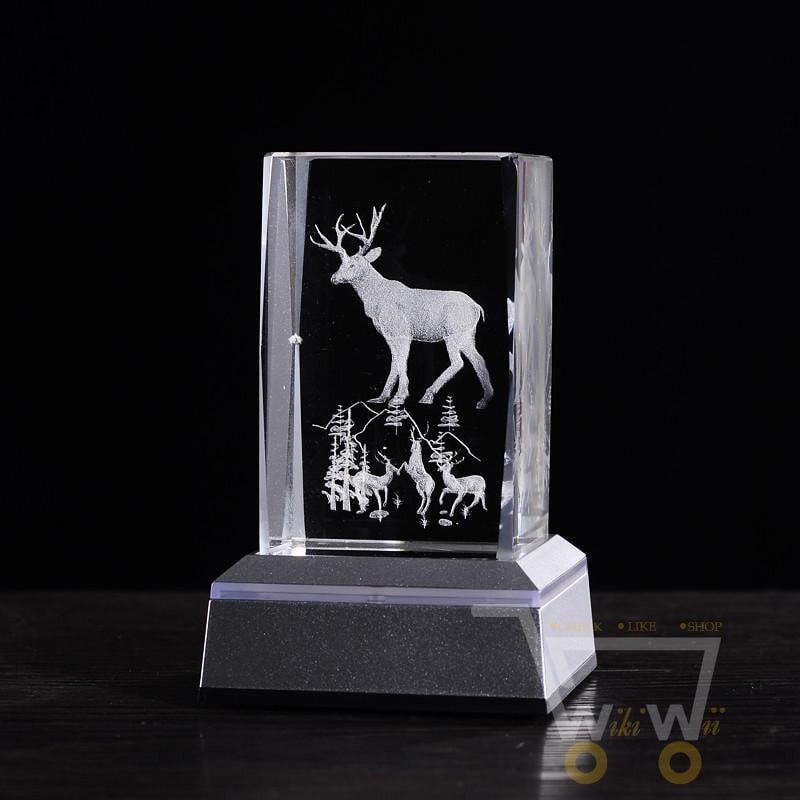 Deer laser carving crystal - WikiWii