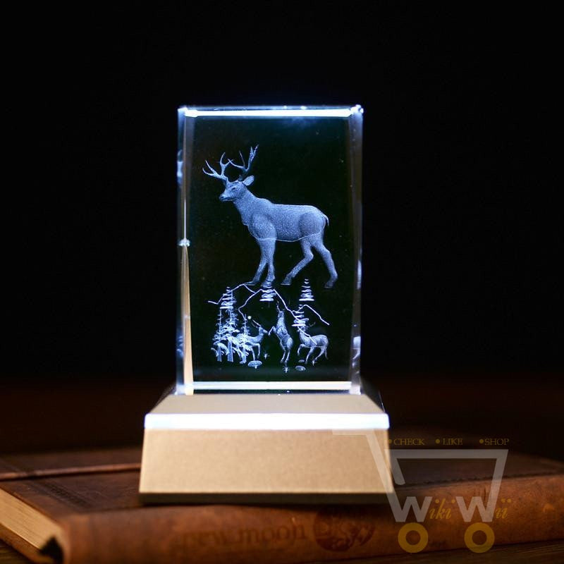 Deer laser carving crystal - WikiWii