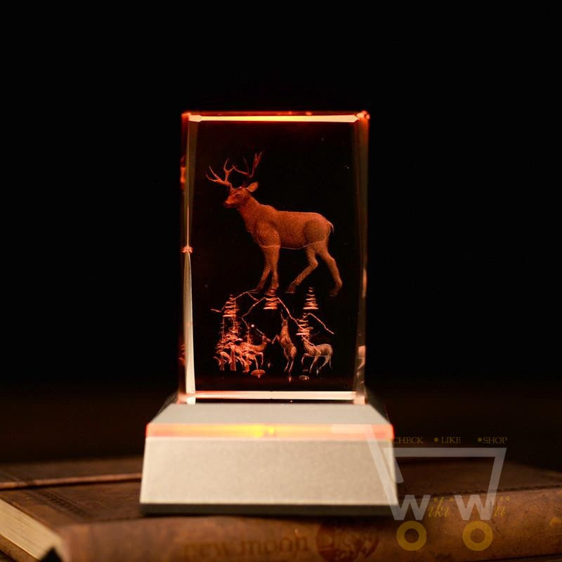 Deer laser carving crystal - WikiWii