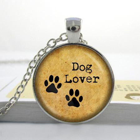 DOG LOVER - Hand Crafted Glass Dome Necklace - WikiWii