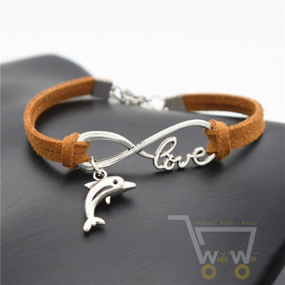 Dolphin Infinity Leather Bracelet - WikiWii