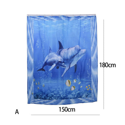 Dolphin Pattern Waterproof Curtain - WikiWii