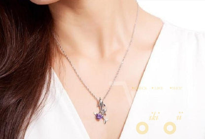 Dolphin pendant crystal necklaces white gold plated Romantic necklace - WikiWii