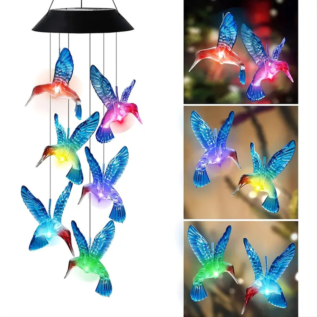 Solar Hummingbird Wind Chimes 2025