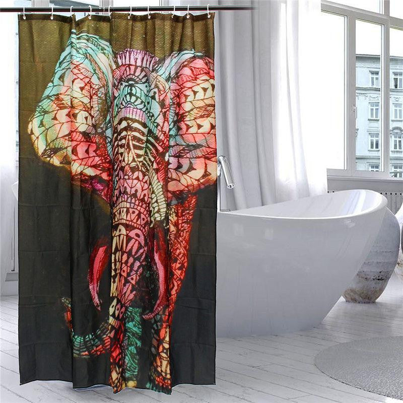 Elephant Pattern Waterproof Curtain - WikiWii