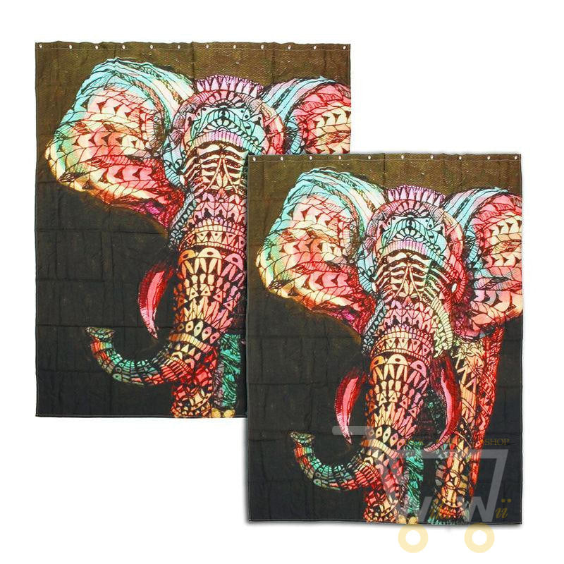 Elephant Pattern Waterproof Curtain - WikiWii