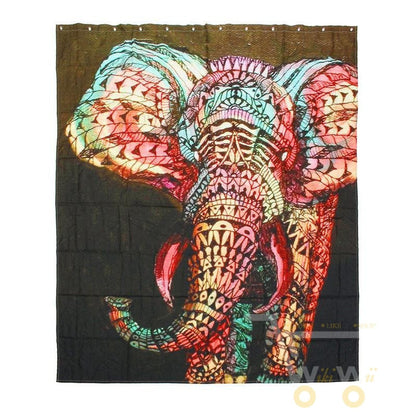 Elephant Pattern Waterproof Curtain - WikiWii