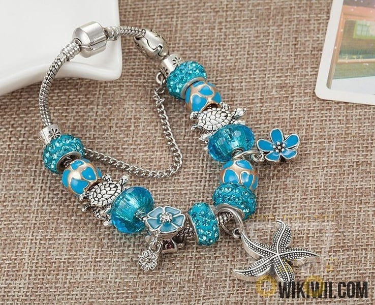 Floral New Design Sea Turtles /Star fish Charm Bracelet - WikiWii