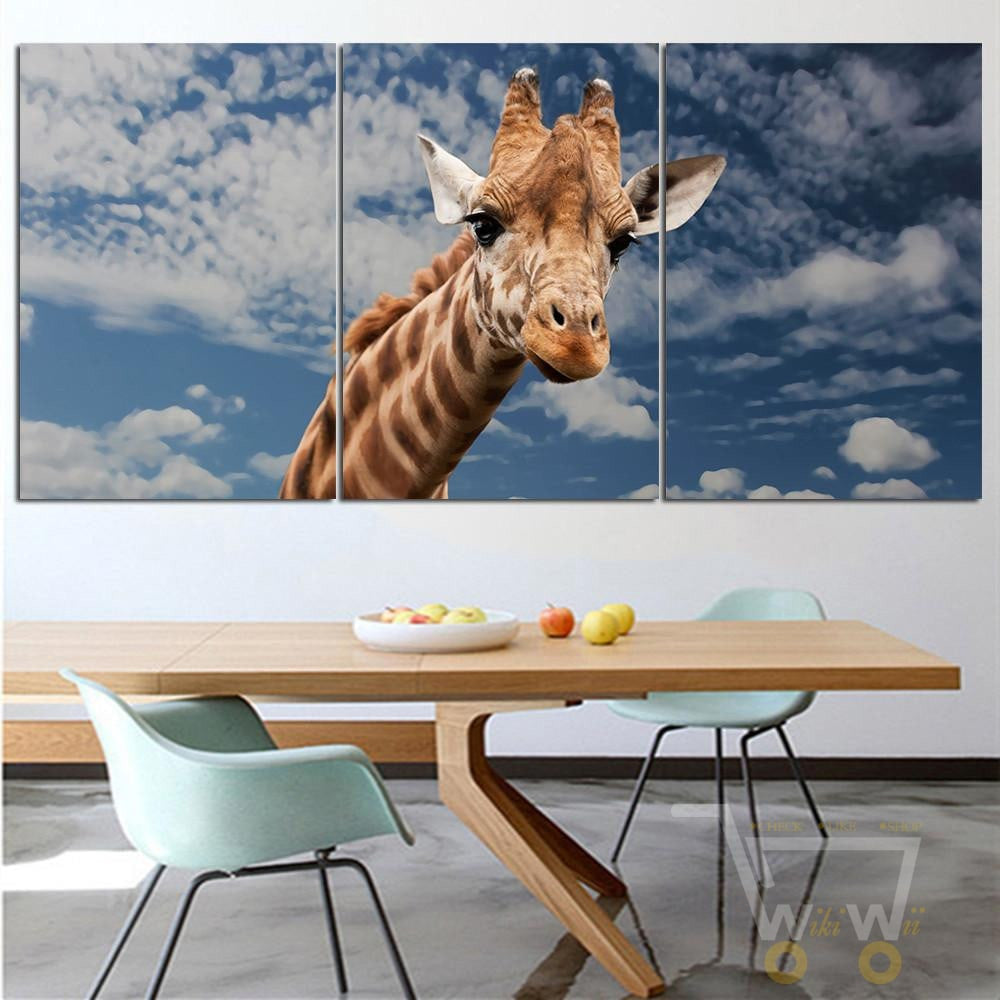 Giraffe Wall Art Canvas 3 Pcs (Without Frame) - WikiWii