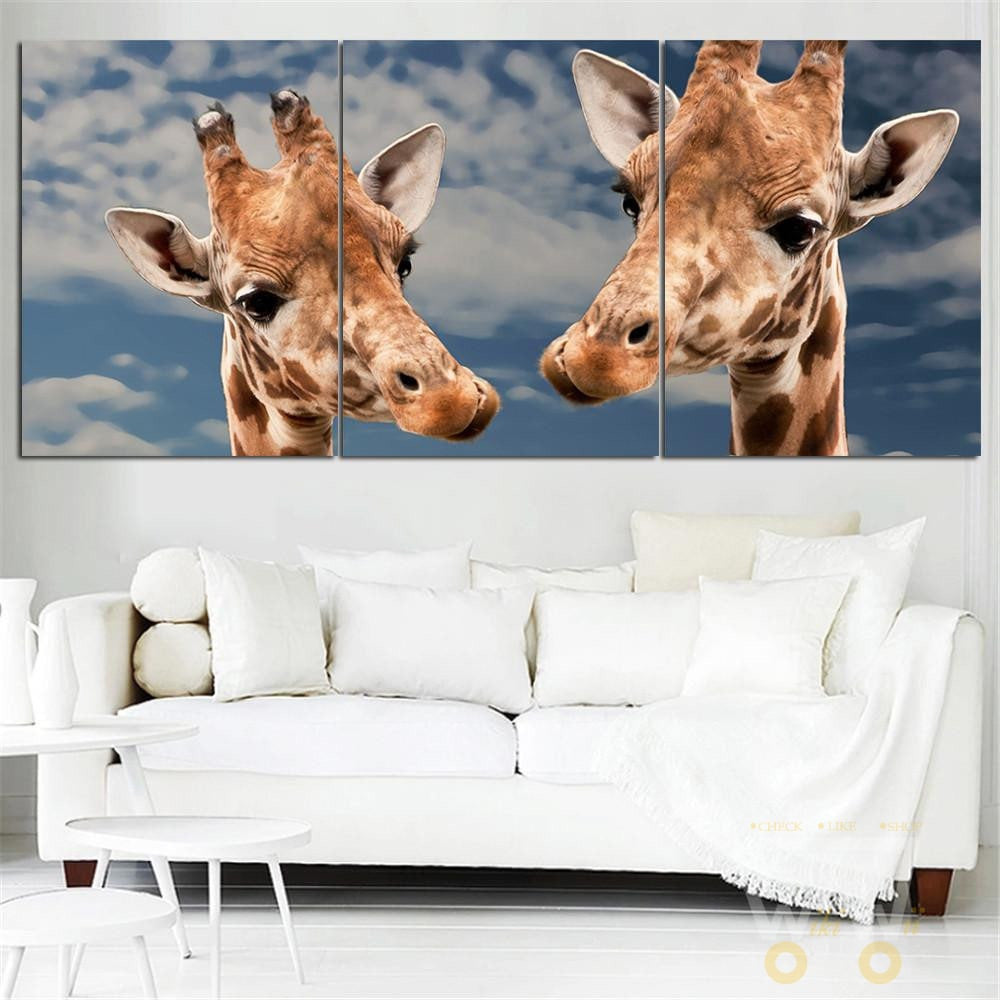 Giraffe Wall Art Canvas 3 Pcs (Without Frame) - WikiWii