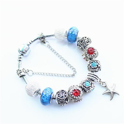 Glass Crystal Beads With Starfish Bracelet - WikiWii