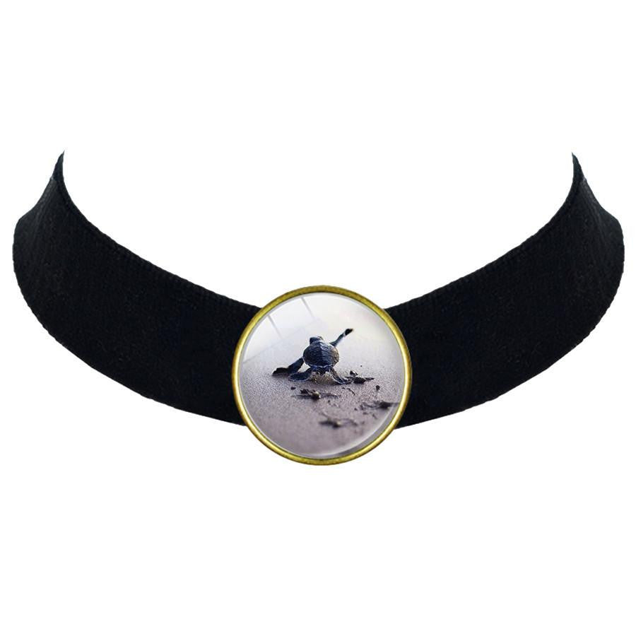 Glass Sea Turtle Black Choker - WikiWii