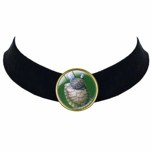 Glass Sea Turtle Black Choker - WikiWii