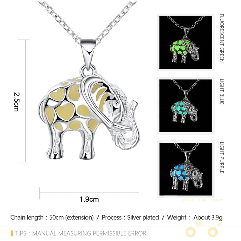 Glow In the dark Elephant Necklace - WikiWii