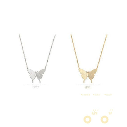 Gold and Silver Fashion Cute Butterfly Pendant Necklaces - WikiWii