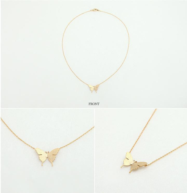 Gold and Silver Fashion Cute Butterfly Pendant Necklaces - WikiWii