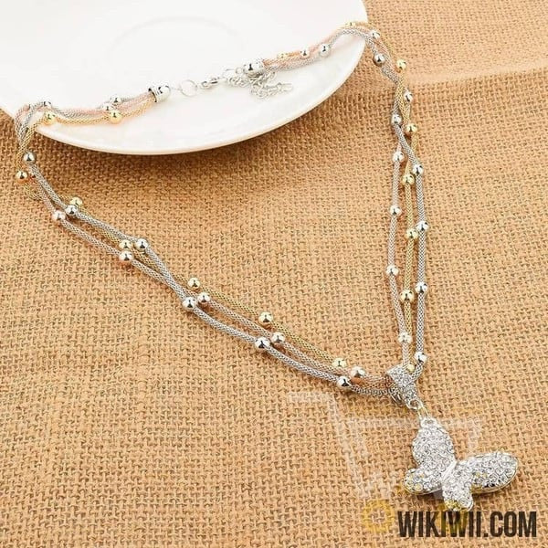 Gold Plated Butterfly  Necklace - WikiWii