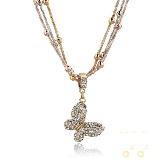 Gold Plated Butterfly  Necklace - WikiWii