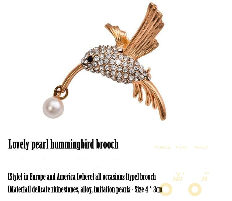 Gold Plated Hummingbird Brooch - WikiWii