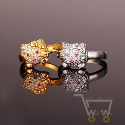 Gold Plated Kitty Cat Ring - WikiWii