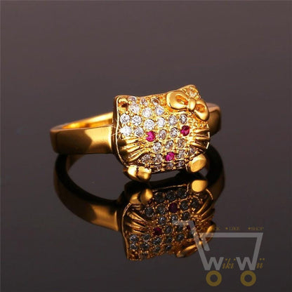 Gold Plated Kitty Cat Ring - WikiWii