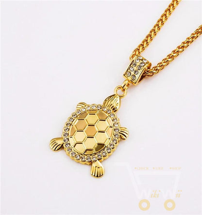 Gold Plated Little Turtle Pendant Necklace - WikiWii