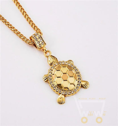 Gold Plated Little Turtle Pendant Necklace - WikiWii