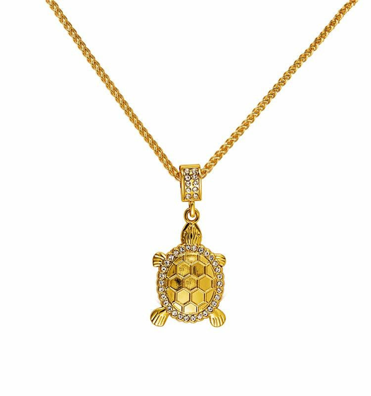 Gold Plated Little Turtle Pendant Necklace - WikiWii