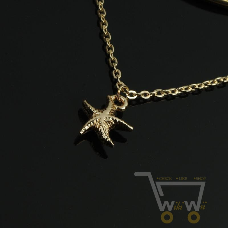 gold plated multi layers starfish necklace - WikiWii