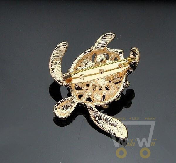 Gold Plated  Turtle Brooch Pin - WikiWii